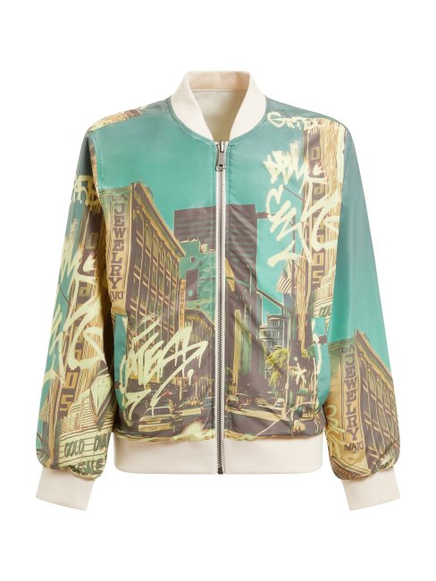 Bomber Maxi Imprimé Réversible Gris Guess