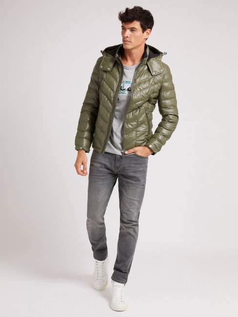 Guess Doudoune Matelassée Avec Capuche Vert