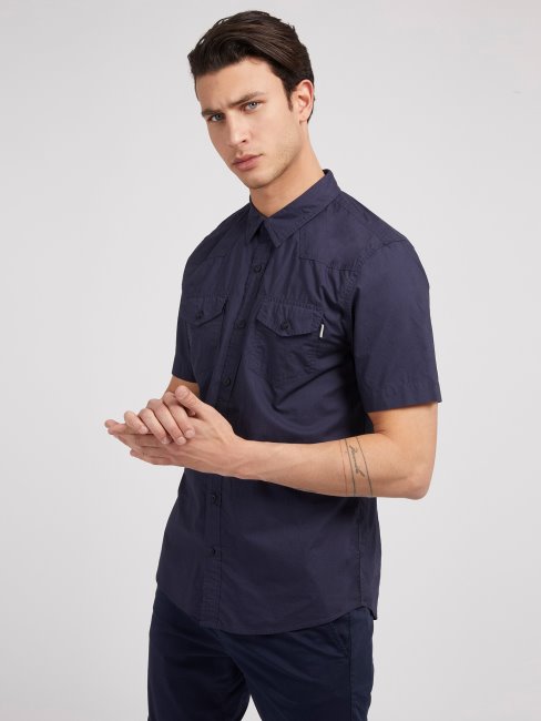 Chemise Bleue Manches Courtes Guess