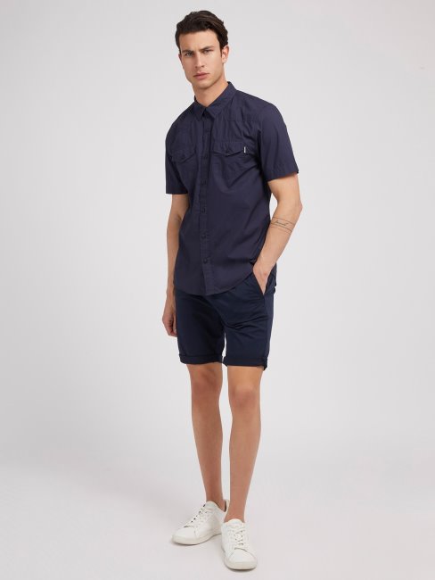 Chemise Bleue Manches Courtes Guess