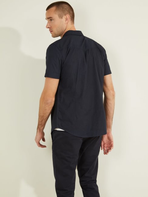 Chemise Bleue Manches Courtes Guess