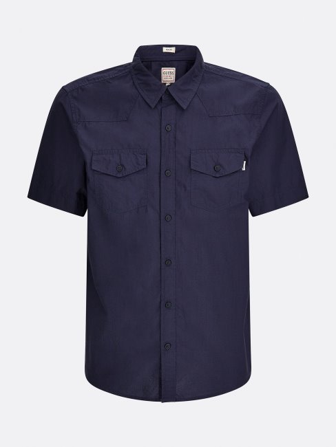 Chemise Bleue Manches Courtes Guess