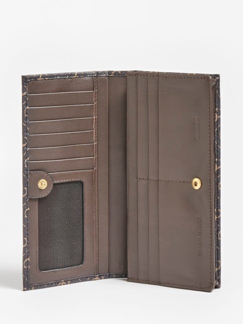 Portefeuille Long Logo Guess Vezzola 4g Marron Nouvelle Tendance