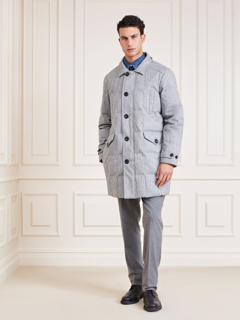 Guess Veste Longue En Duvet Véritable Marciano Gris