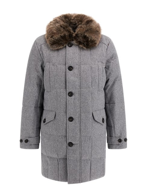 Guess Veste Longue En Duvet Véritable Marciano Gris