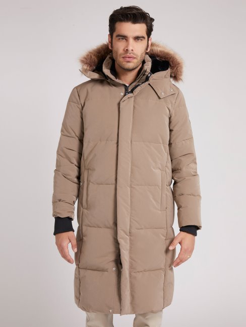 Doudoune Marron à Capuche Guess