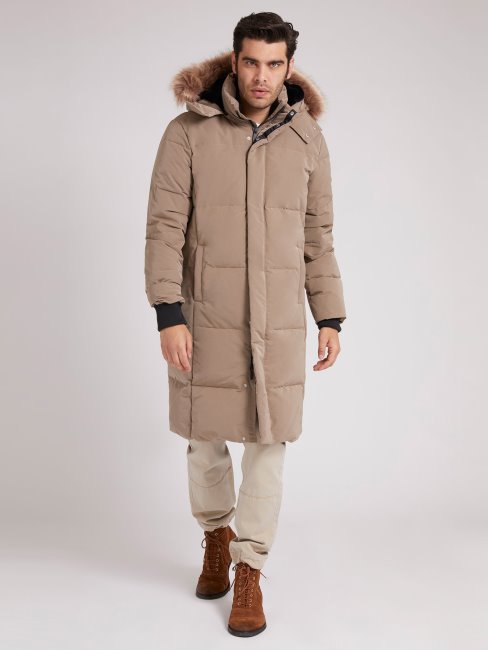 Doudoune Marron à Capuche Guess