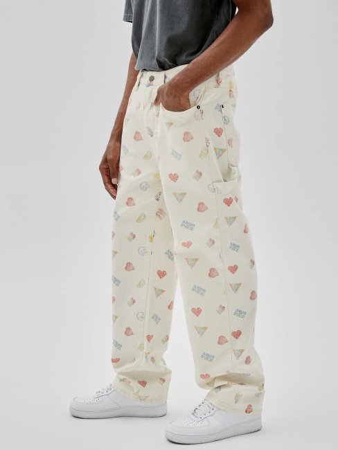 Guess Pantalon En Denim Cargo Blanc