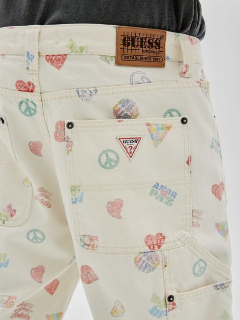 Guess Pantalon En Denim Cargo Blanc