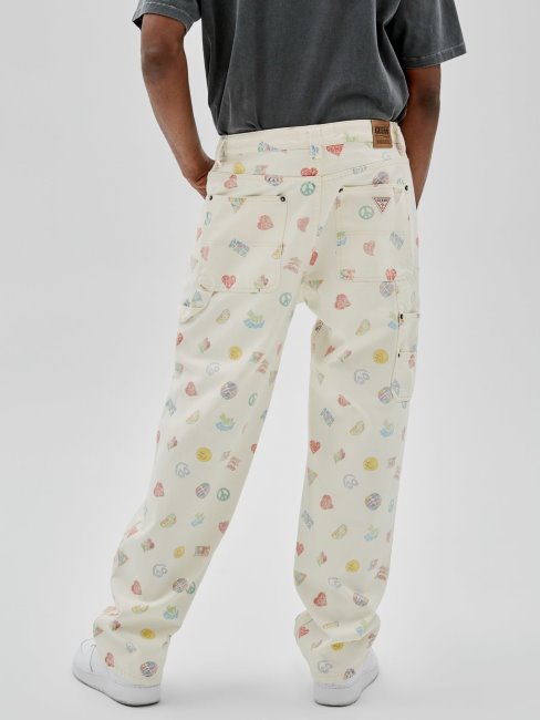 Guess Pantalon En Denim Cargo Blanc