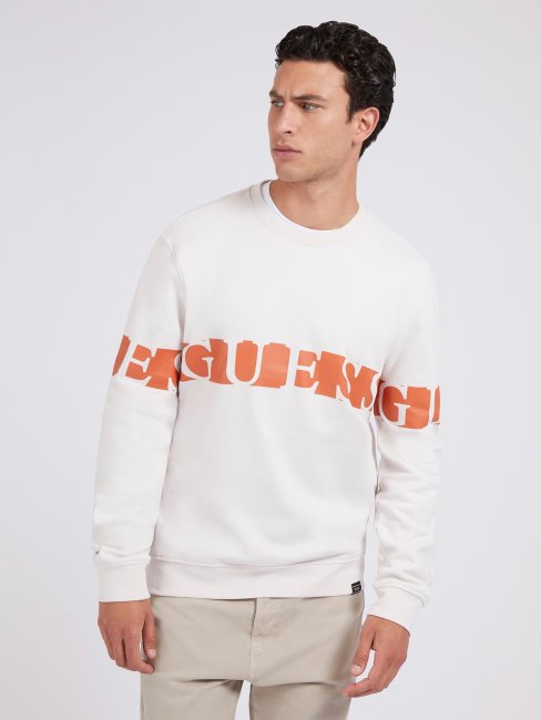 Sweat Imprimé Logo Guess Blanc
