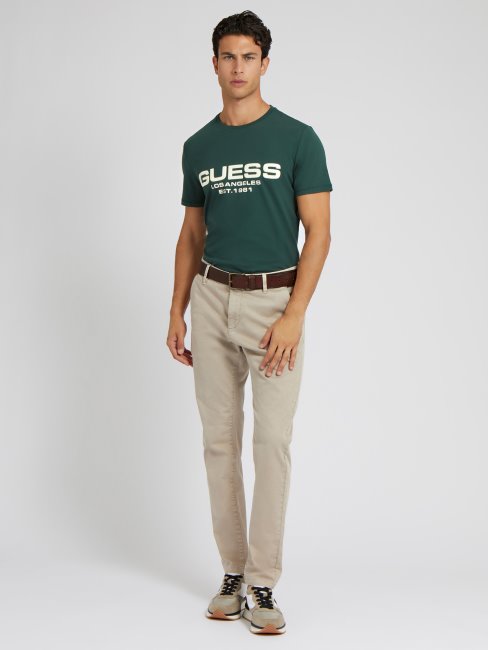Tee Shirt Guess Vert Avec Logo Sur Le Devant