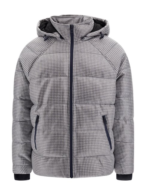 Guess Doudoune Enduite Pied De Poule Bleu Multi