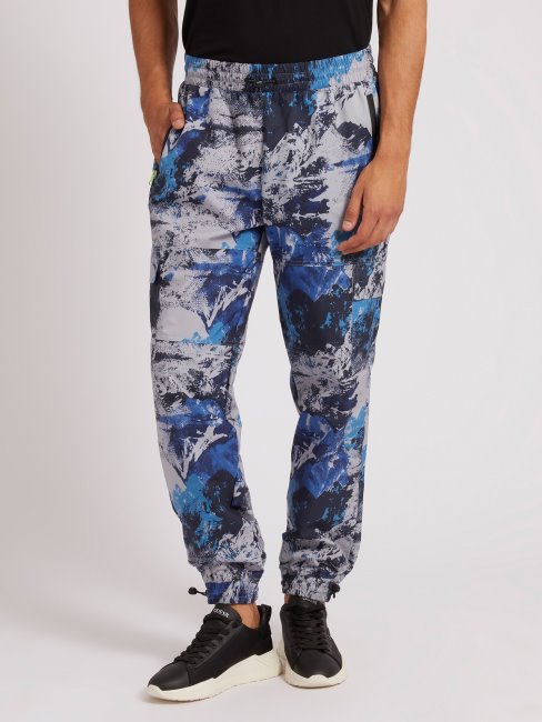 Guess Pantalon Cargo Multi Imprimé Bleu Sur Toute La Surface