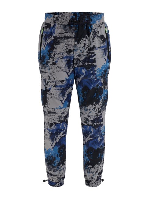 Guess Pantalon Cargo Multi Imprimé Bleu Sur Toute La Surface