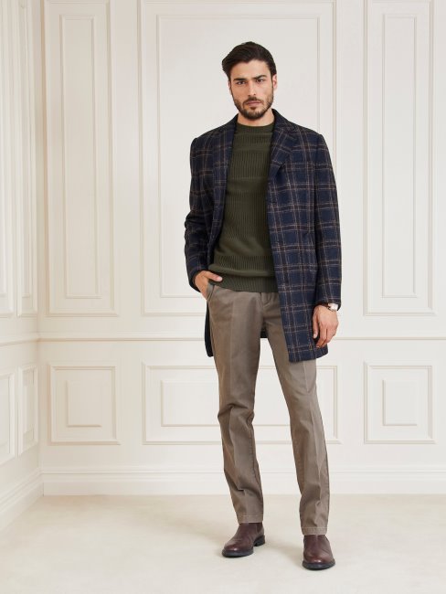 Guess Manteau En Laine Mélangée Marciano Bleu Multi