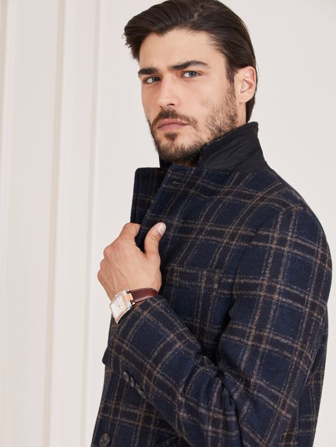 Guess Manteau En Laine Mélangée Marciano Bleu Multi