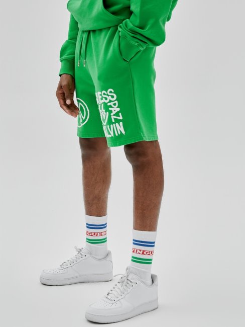 Guess Court Imprimé Sur Le Devant Vert