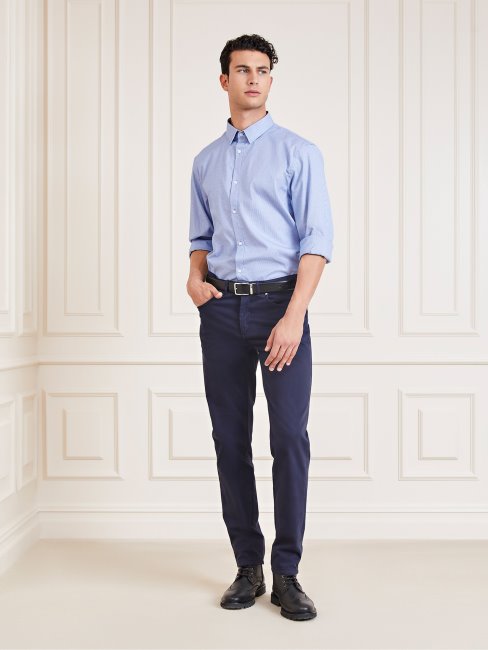 Chemise Marciano Pied De Poule Bleu Multi Guess