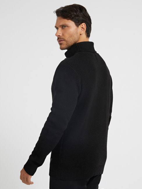 Pull Col Roulé En Cachemire Mélangé Guess Noir