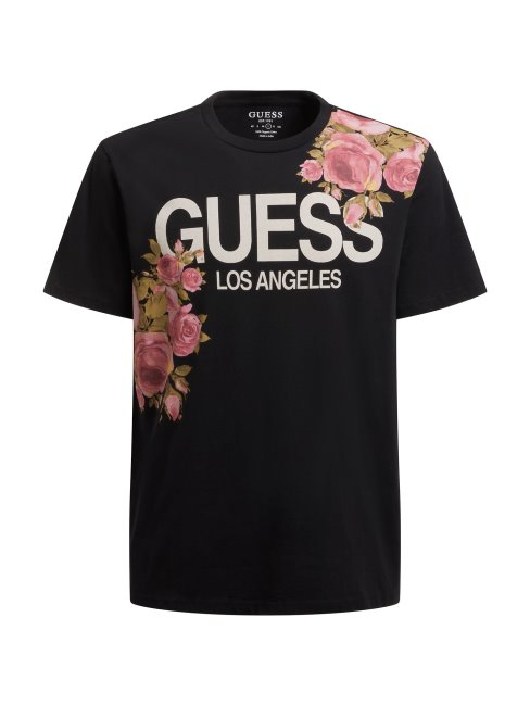 Tee Shirt Logo Sur Le Devant New Guess Noir