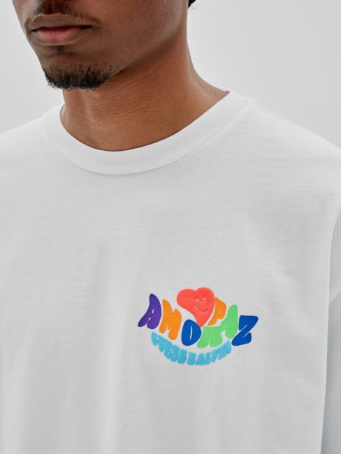 T-shirt Blanc Imprimé Guess Au Dos