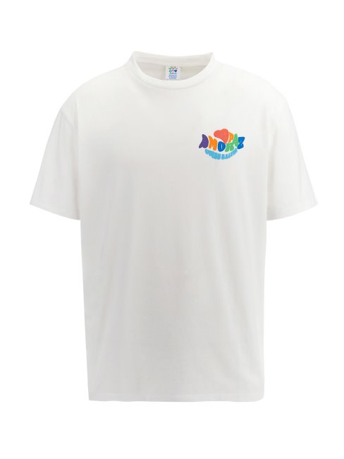 T-shirt Blanc Imprimé Guess Au Dos