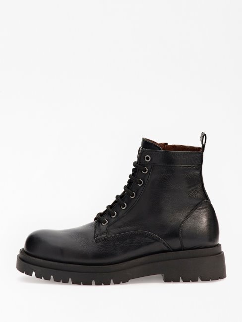 Guess Bottes De Combat Pisa En Cuir Véritable Noir