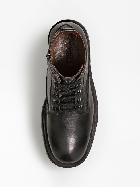 Guess Bottes De Combat Pisa En Cuir Véritable Noir