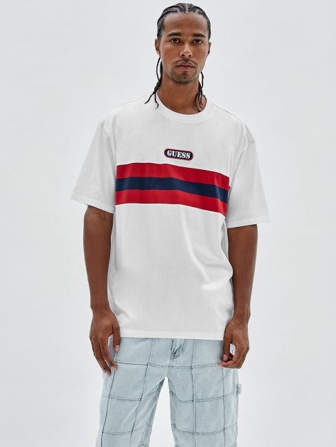 Tee Shirt Guess Blanc Multi Logo Sur Le Devant