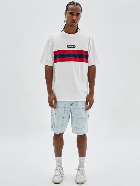 Tee Shirt Guess Blanc Multi Logo Sur Le Devant