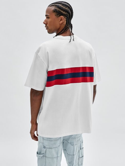 Tee Shirt Guess Blanc Multi Logo Sur Le Devant