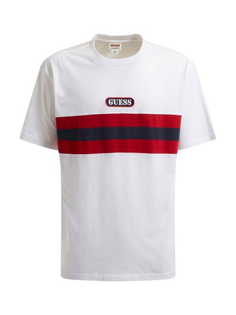 Tee Shirt Guess Blanc Multi Logo Sur Le Devant