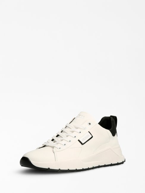 Chaussure De Course Guess Lucca En Cuir Mélangé Blanc