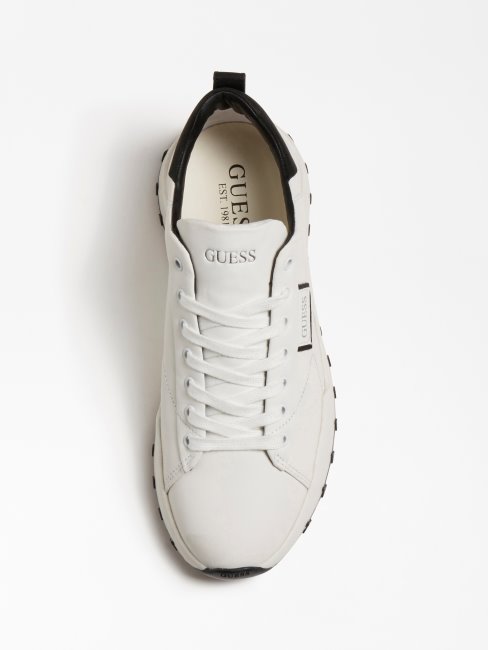 Chaussure De Course Guess Lucca En Cuir Mélangé Blanc