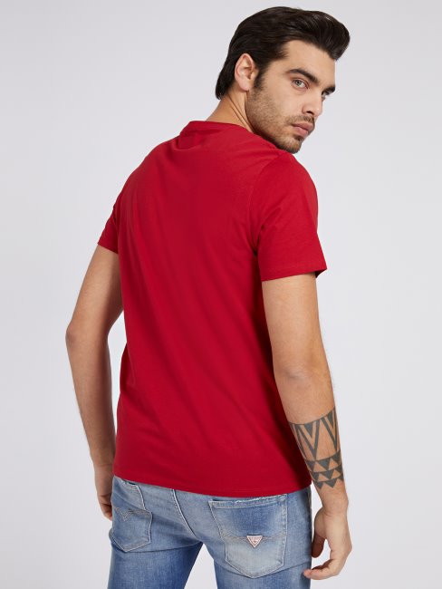 Tee Shirt Guess Rouge Ton Sur Ton Logo