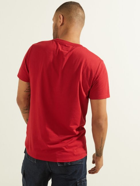 Tee Shirt Guess Rouge Ton Sur Ton Logo
