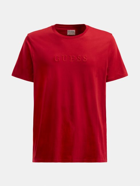 Tee Shirt Guess Rouge Ton Sur Ton Logo