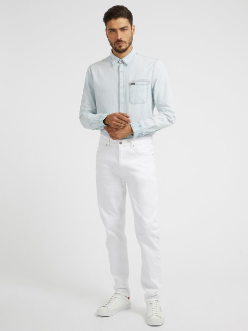 Chemise Bleu Clair Poche Avant Guess