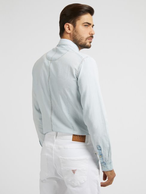 Chemise Bleu Clair Poche Avant Guess