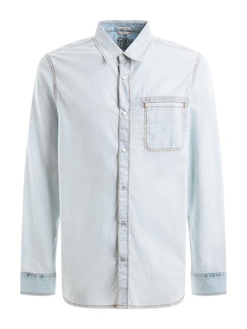 Chemise Bleu Clair Poche Avant Guess