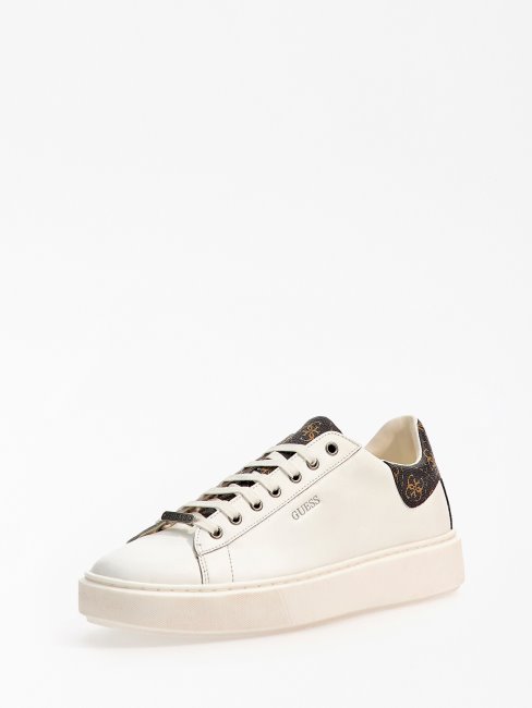 Guess Baskets Vice En Cuir Véritable Blanc