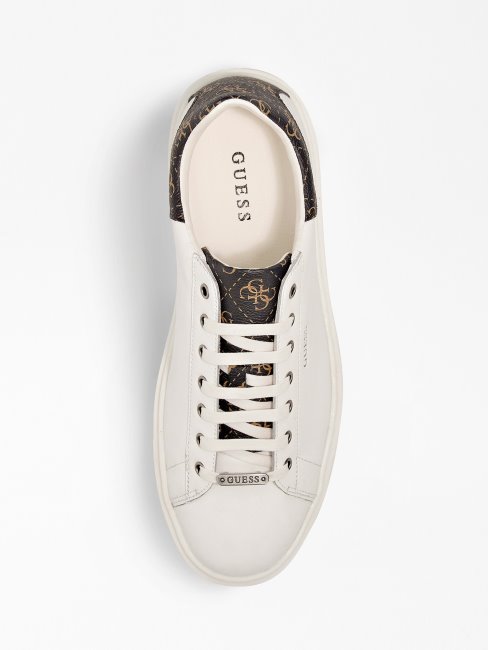 Guess Baskets Vice En Cuir Véritable Blanc