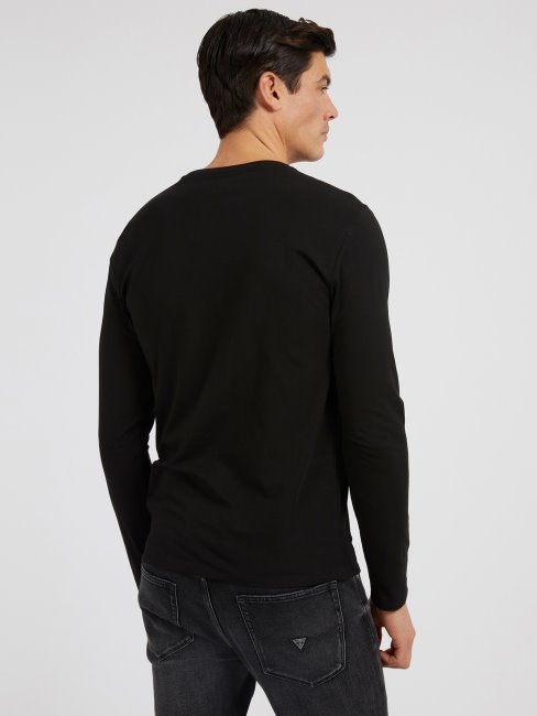T-shirt Noir Manches Longues Guess