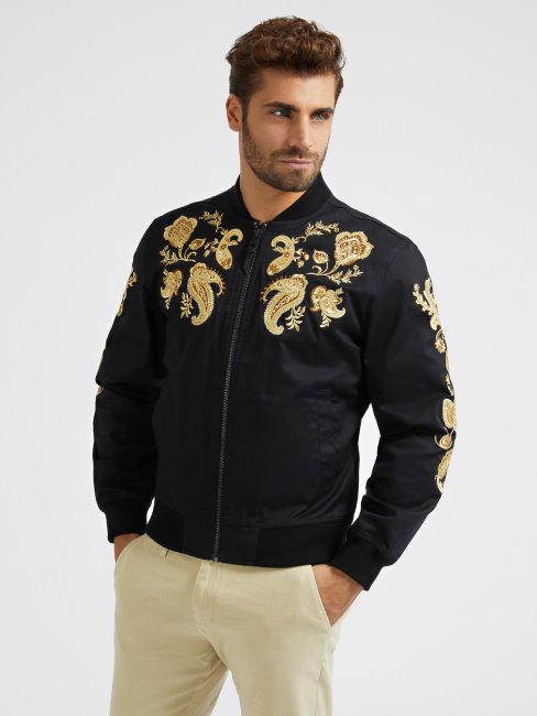 Blouson Noir Brodé Guess