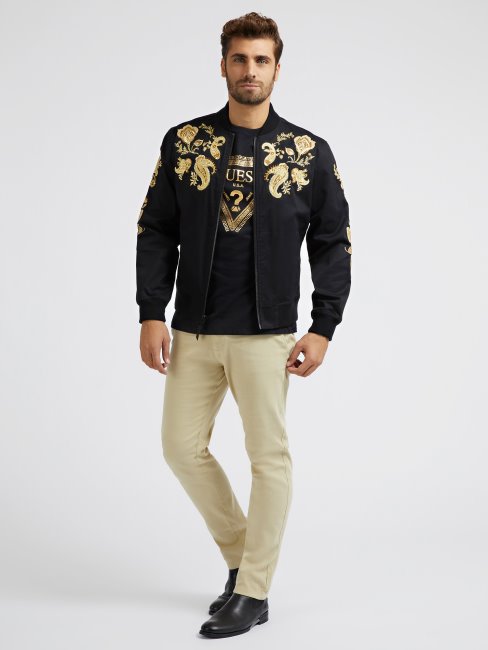 Blouson Noir Brodé Guess