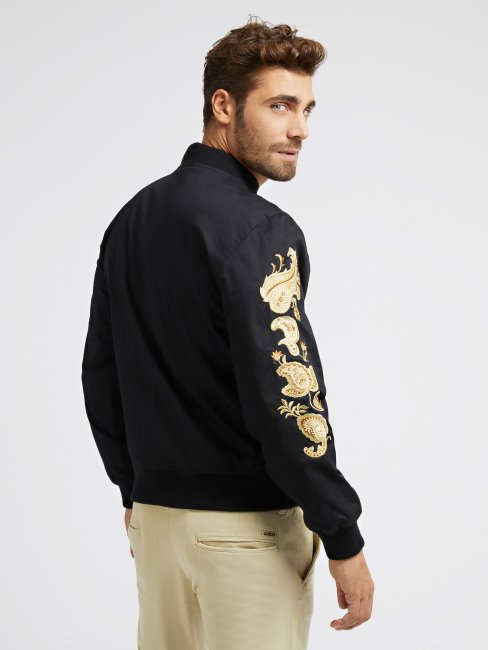 Blouson Noir Brodé Guess