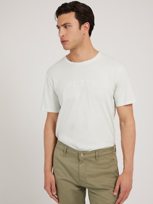 Tee Shirt Logo Ton Sur Ton Guess Bleu