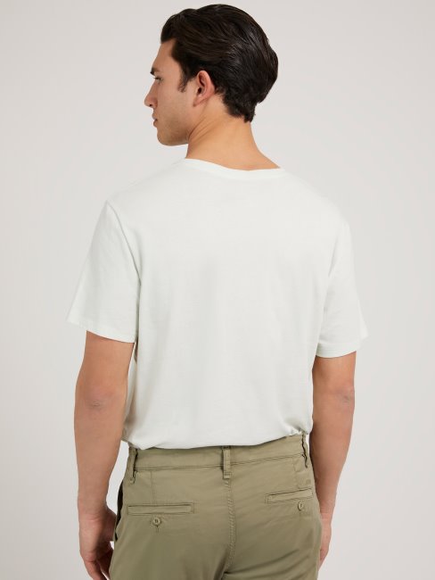 Tee Shirt Logo Ton Sur Ton Guess Bleu