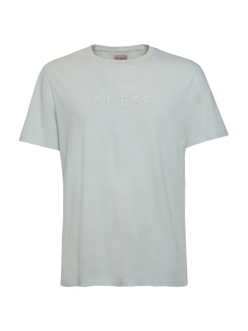 Tee Shirt Logo Ton Sur Ton Guess Bleu